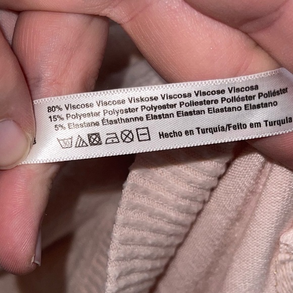 SATURDAY SUNDAY x ANTHROPOLOGIE Blush Pink Hacci V Neck Pullover Sweater Small - Picture 7 of 8